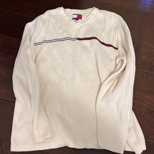VINTAGE super thick and nice cream striped tommy hilfiger sweater